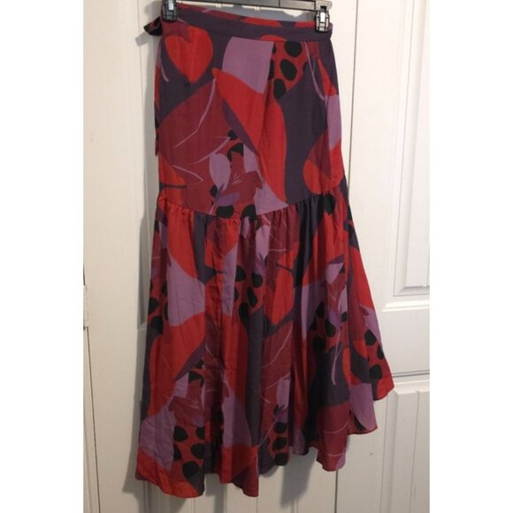 Anthropologie Hutch Printed Plum Floral Wrap Midi Skirt - Woman's Size S - Picture 3 of 8